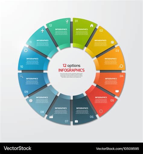 Pie Chart Infographic Template 12 Options Vector Image