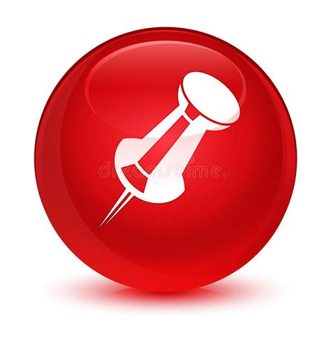 Push Pin Icon Glassy Red Round Button Stock Illustration Illustration