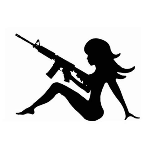 Pegatina Girl Gun Decal Rifle M16 Pistol Sticker Car