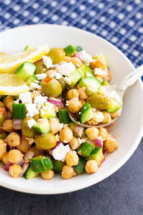 Greek Chickpea Salad With Feta And Cucumber • Unicorns In The Kitchen