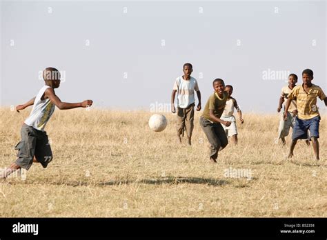 African Children Playing Soccer South Africa Stock Photo Alamy