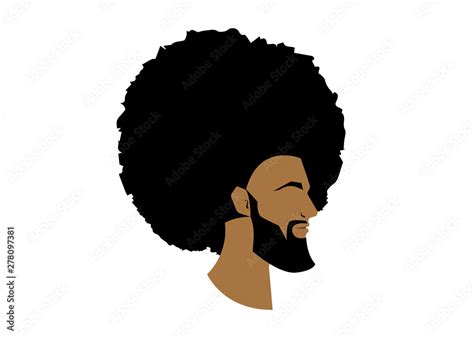 Black Man Portrait With Afro Curly Design Barber Shop And Hairstyle