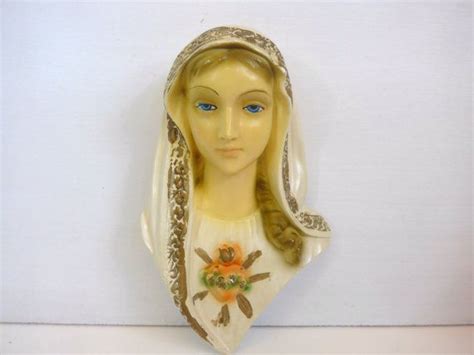 Vintage Large Wall Plaque Of Mary Immaculate Heart Virgin Etsy