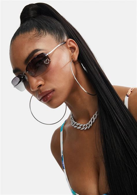 Good Times Eyewear Black Nelly Rhinestone Sunglasses Dolls Kill