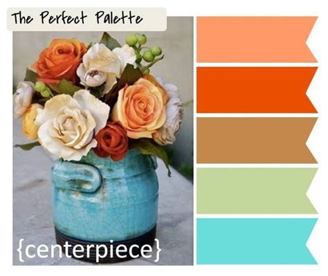 Peach Burnt Orange Brown Green Turquoise Perfect Palette Color