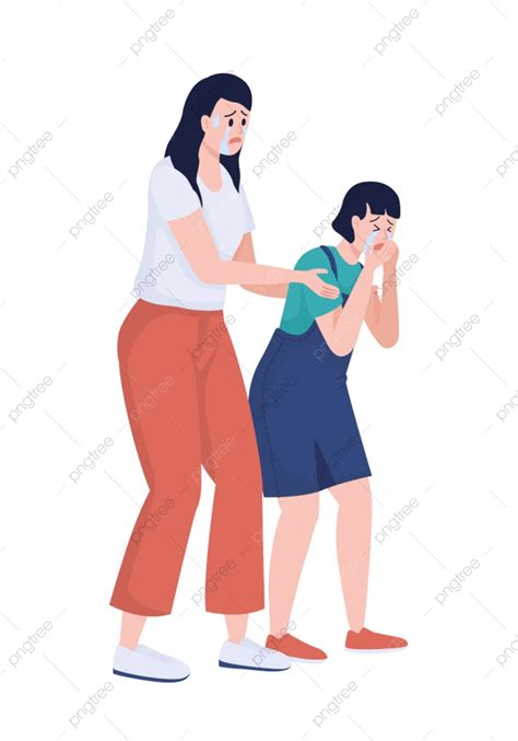 Girl Character Woman Vector Hd Png Images Crying Woman Embracing Girl