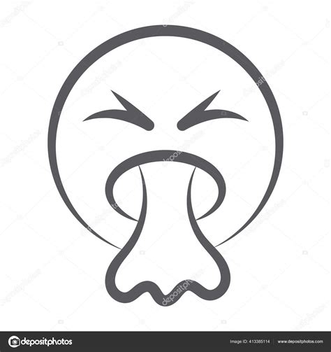 Face Open Mouth Vomiting Emoji Doodle Line Style Stock Vector Image By