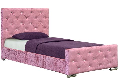 Beaumont Girls Princess Pink Crushed Velvet Single Bed Frame With Under Storage Maxideals