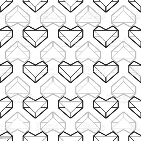 Origami Heart Seamless Surface Pattern Design Stock Illustration