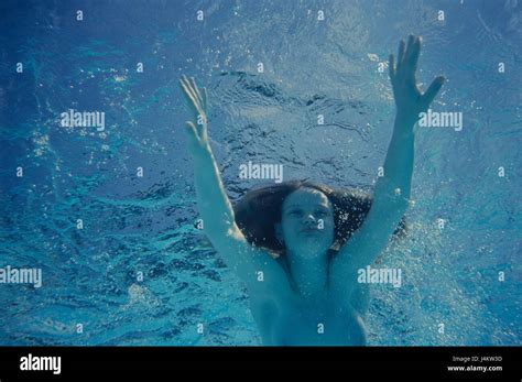 Underwater Recording Woman In The Nude Dip Swimming Pool Pool