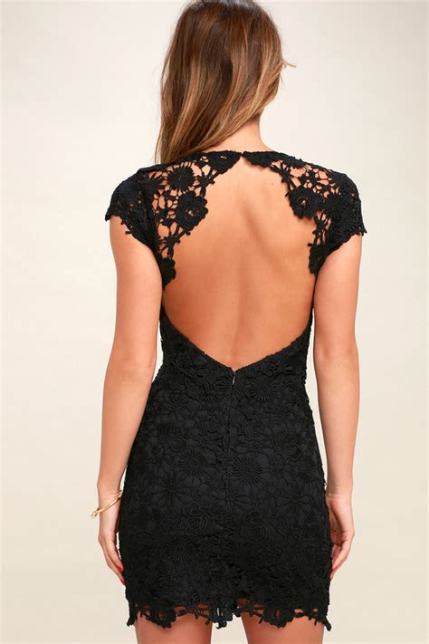 Chic Black Lace Dress Backless Lace Dress Open Back Dress