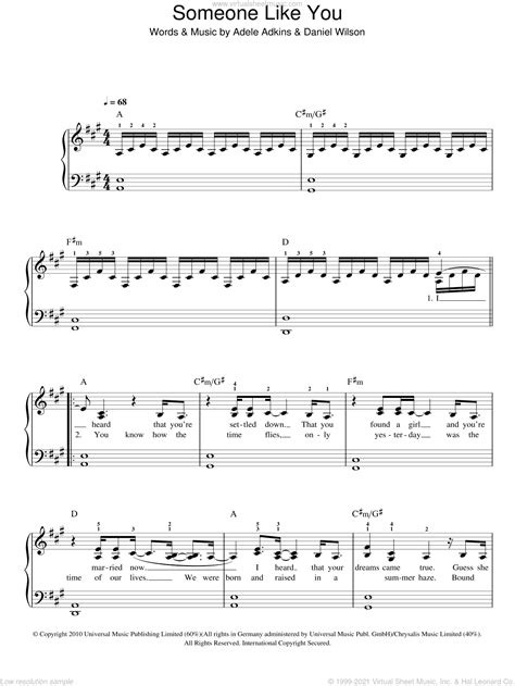 Someone Like You Piano Sheet Music Free Pdf Adele Someone Like You