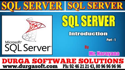 Sql Server Tutorial Onlinetraining Sql Server Introduction Part By Narayana Youtube