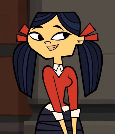 An Animated Girl With Blue Hair Wearing A Red Shirt And Black Skirt
