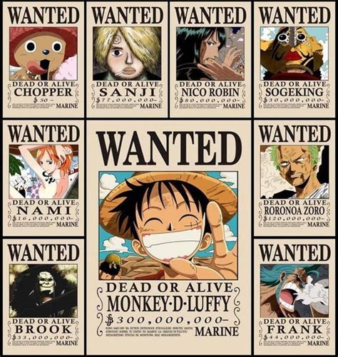 One Piece Wanted Posters Mugiwara Strawhat Pirates Before Time Skip One Piece Bounties One