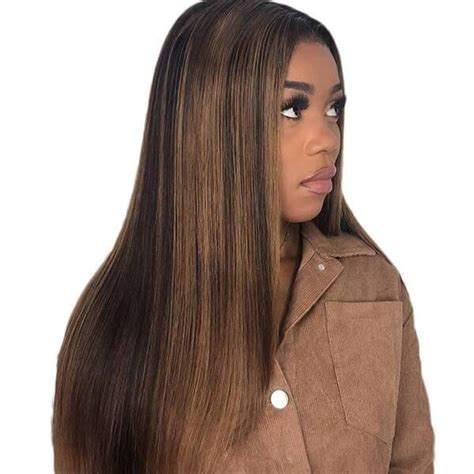 B Highlight Color X Lace Wig Silky Straight Inches Hair