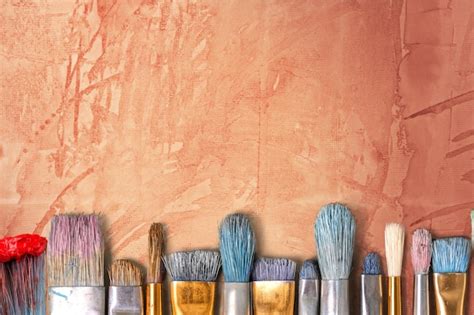 Premium Photo Row Of Artist Paint Brushes On Background
