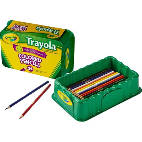 Crayola Trayola Bulk Colored Pencils Set 54 Count Storage Tray