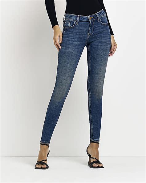 Blue Low Rise Skinny Jeans River Island