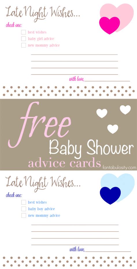 Just download the file of choice, print, cut and hand out at the shower. Baby Prediction And Advice Cards Free Printable ...