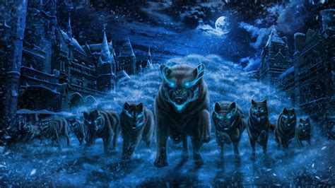 Wild Wolves On A Winter Night By Edikt