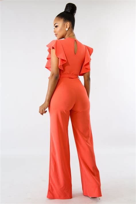 Casual Solid Color Short Sleeve Bell Sleeve Jumpsuits Velass