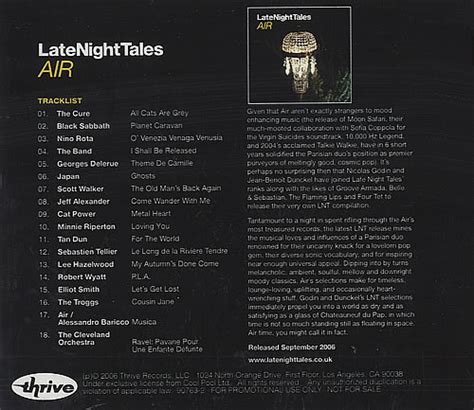 Air French Late Night Tales Us Promo Cd R Acetate 378253
