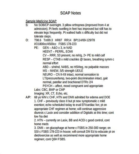 Soap Note Template 9 Free Word Pdf Format Download