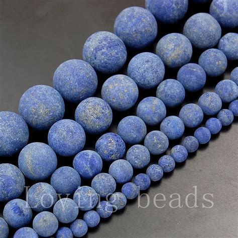 5strandslot Matte Frosted Natural Lapis Lazuli Gems Stones Round