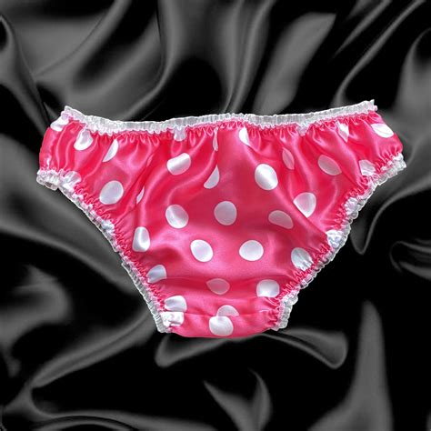 hot pink satin polkadot frilly sissy panties bikini knicker briefs size 10 20 ebay