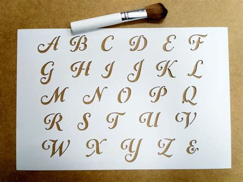 Stencil Script Alphabet Capital Letters Reusable Craft Etsy