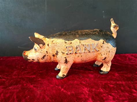 Antique Cast Iron Bank Manager Piggy Bank Norfolk Vintiques