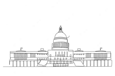 Premium Vector Capitol Building In Washington Dc United States Line Art