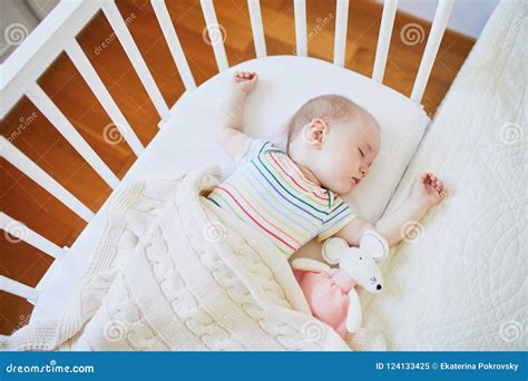Baby Girl Sleeping In Co Sleeper Crib Stock Image Image Of Daughter