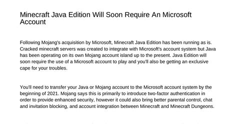 Minecraft Java Edition Will Soon Require A Microsoft Accountovqidpdf