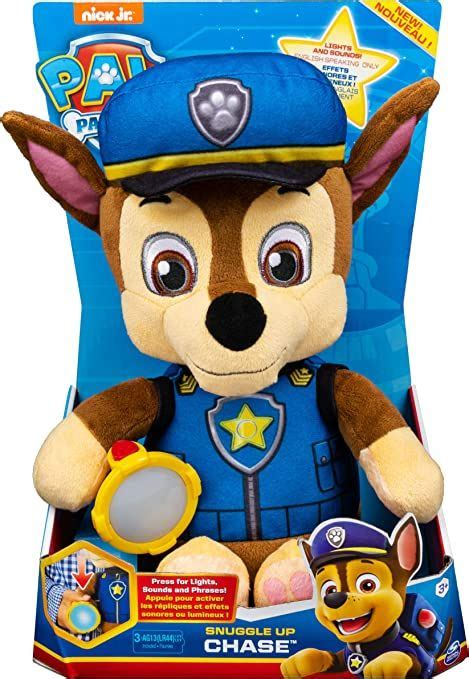 Paw Patrol Snuggle Up Chase Plush With Flashlight And Sounds For Kids