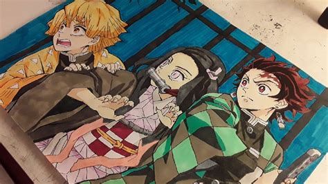 Drawing Demon Slayer Tanjiro Nezuko And Zenitsu Kimetsu No Yaiba