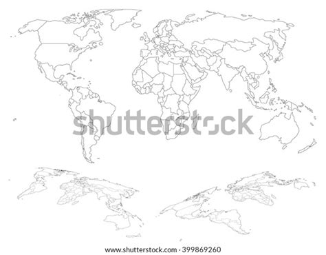 Wireframe Map World Countries Borders Stock Vector Royalty Free