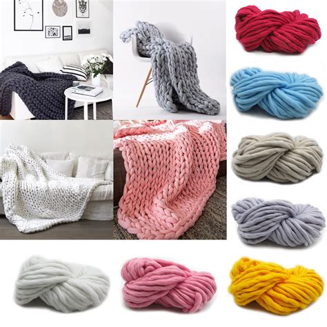 Large Soft Warm Handmade Chunky Knit Blanket Thick Yarn Wool Bulky