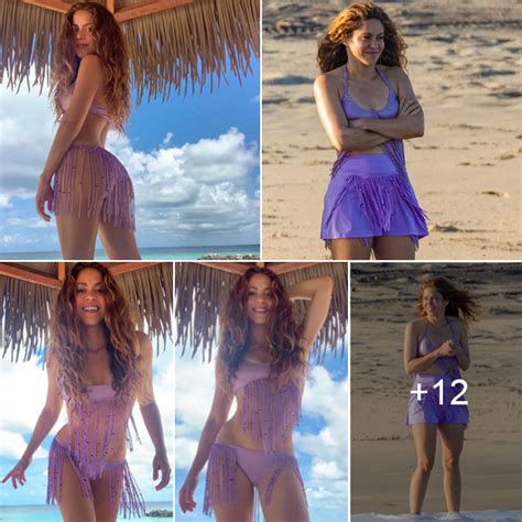 Shakiras Beachside Elegance Captivating Moments In Lavender
