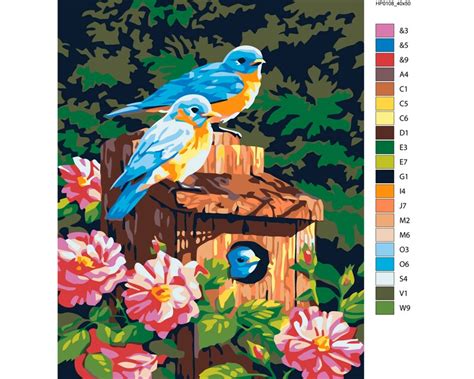 Cute Birds Paint By Numbers Diy Kit Painting By Number Art Etsy