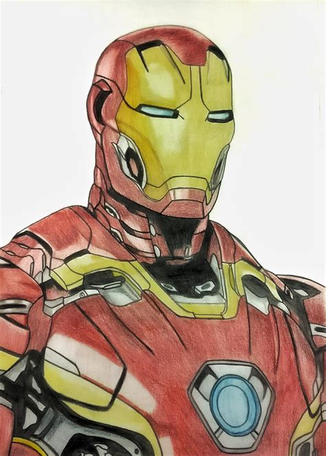 Color Pencil Art Of Iron Man From Captain America Civil War Rironman