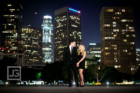 Downtown Los Angeles Engagement Photography At Night
