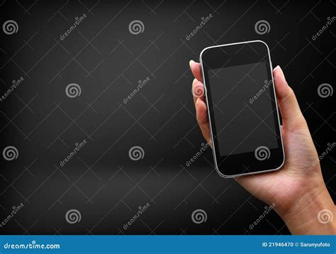 Black Mobile Phone In Hand Stock Photo Image Of Keyboard 21946470