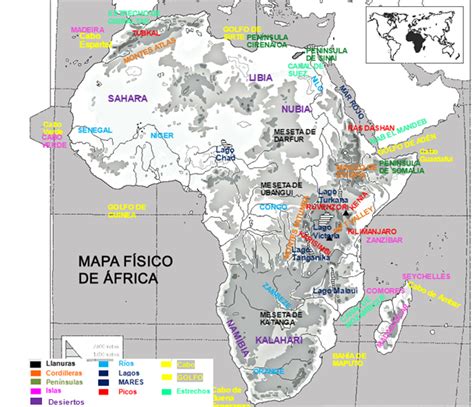 Localizaciones De Mapa Fisico De Africa