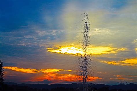 Free Images Fountain Color Sunset Light Nature Afterglow Cloud