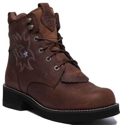 Ariat Probaby Lacer Womens Leather Combat Ankle Boots In Brown Size Us Ebay