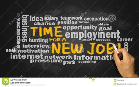Time For A New Job With Related Word Cloud Handwritten On