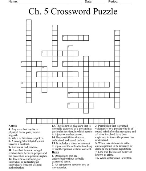 Ch 5 Crossword Puzzle Wordmint