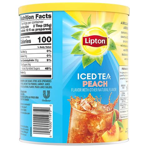 Lipton Iced Tea Mix Peach Sweetened With Real Cane Sugar 236 Oz6